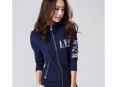 新款运动套装女时尚修身开衫拉链显瘦休闲运动套装春季女图2