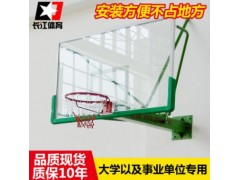 现货铁板钢化玻璃篮球板静电喷塑篮球架体育馆墙壁式篮球架图1