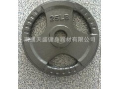 大孔铸铁烤漆杠铃片三孔手抓片哑铃健身器材运动用品体育用品批发图1