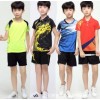 新款儿童乒乓球/羽毛球服运动套装小学生队服短袖夏装上衣