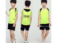 新款儿童乒乓球/羽毛球服运动套装小学生队服短袖夏装上衣图2
