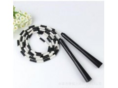余姚厂家直销塑料手柄珠节跳绳 可调节竹节跳绳图1
