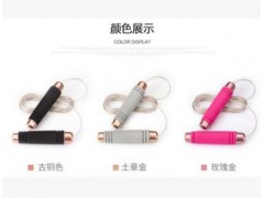 代发 弹性海绵套手柄跳绳 新款土豪金钢丝负重跳绳 玫瑰金跳绳图2