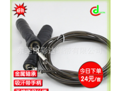 厂家推荐 黑色吸汗带运动跳绳 钢丝轴承跳绳 长度可调节PVC图2