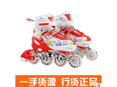 爆款速动溜冰鞋儿童单排轮9007套装全闪PU水果印花滑冰鞋批发图3