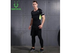 健身服男套装速干短袖夏季夜晨跑步紧身衣篮球裤训练运动服六件套图3