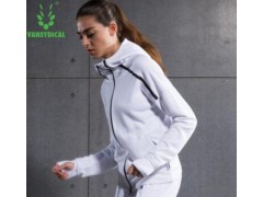 范斯蒂克新款女子黑色连帽拉链跑步上衣长袖运动型格茄克健身外套图2