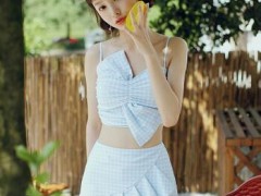 VICKIVICKI分体两件套泳衣女钢托时尚格子可爱蝴蝶结学生泳装图3