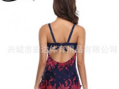 欧美爆款女式分体加大码肥婆比基尼速卖通亚马逊WISH爆款碎花泳衣图3