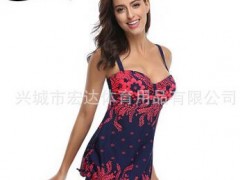 欧美爆款女式分体加大码肥婆比基尼速卖通亚马逊WISH爆款碎花泳衣图2