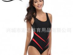 Ebay亚马逊速卖通爆款欧美连体女式泳衣拼接泳装露背高腰比基尼图2