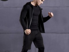 PRO新款健身服 运动套装男 男士连帽卫衣五件套 篮球跑步训练服图2