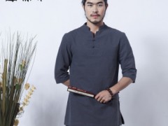 782棉麻禅修瑜伽服男士太极居士打坐服茶道复古风改良汉服套装图3