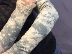 唯派秋冬季户外防风骑行服套装男 长袖加厚抓绒自行车衣服骑行裤袖套户外防嗮袖套亚马孙速卖通爆款蟒纹迷彩袖套 男女款多色可选图2