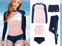 潜水服女 分体显瘦防晒速干水母衣冲浪浮潜服长袖泳衣温泉五件套图2