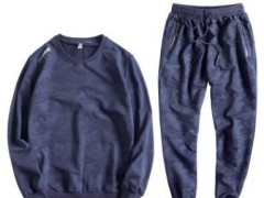 秋季新款卫衣圆领长袖T恤套装长裤加肥加大码青年休闲运动服图2