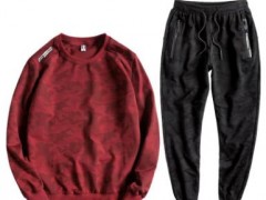 秋季新款卫衣圆领长袖T恤套装长裤加肥加大码青年休闲运动服图3
