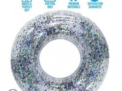 2018新款特色金银双色亮片游泳圈腋下圈 充气水上浮床浮排泳圈图2