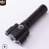 LED强光远射充电手电筒T6铝合金三头旋转手电筒户外夜晚骑行手电