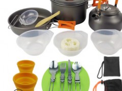 亚马逊热卖户外用品野营茶壶套锅组合便携餐具2-3人露营炊具套装图3