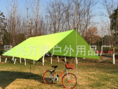 3*3米多功能户外涂银防晒防紫外线含杆天幕防雨沙滩地布防水地席图3