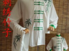 棉加丝 弹力丝刺绣竹子太极服练功服男女款武术表演服比赛服图2