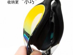 户外游泳眼镜高清大框炫彩防雾防水一体硅胶男女士成人平光泳镜图2