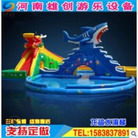 厂家定制大型移动水上乐园充气龙头滑梯水上娱乐冲关玩具游乐设备