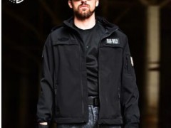 批发涵野鲨鱼皮软壳冲锋衣纯色抓绒加厚战术服连帽图2