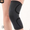 运动加压护膝护腿 双波纹硅胶防滑针织护膝 篮球透气健身运动护具