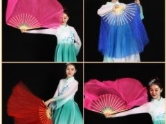 第五套海派秧歌扇舞蹈扇子成人广场舞双面扭秧歌扇纱扇宝石蓝扇子图3