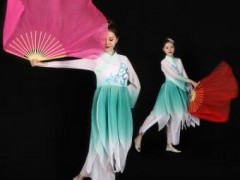 第五套海派秧歌扇舞蹈扇子成人广场舞双面扭秧歌扇纱扇宝石蓝扇子图2