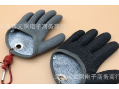 新品钓鱼抓鱼防刺防扎防滑手套 PE浸胶手套户外垂钓用品半掌手套图2