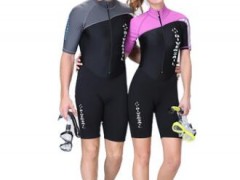 厂家直销1.5MM厚连体潜水服浮潜服 防晒冲浪短裤短袖游泳衣图2