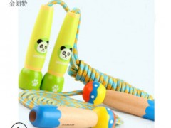热销木质儿童跳绳可调节幼儿园木制跳绳 小学生木柄体育跳绳图2