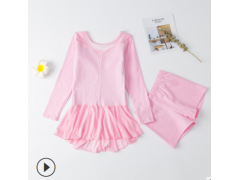 儿童舞蹈服分体款长袖秋冬棉女童中国舞芭蕾舞蹈练功服加内衬舞衣图2