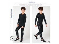儿童紧身衣套装男女篮球足球健身跑步服加绒长袖训练服冬运动套装图2