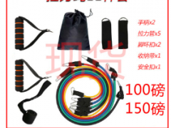 厂家直销拉力绳11件套 脚蹬拉力器 瑜伽健身 8字拉力绳套装拉力带图2
