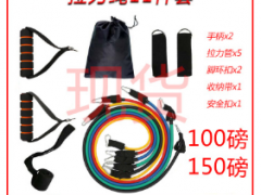 厂家直销拉力绳11件套 脚蹬拉力器 瑜伽健身 8字拉力绳套装拉力带图2