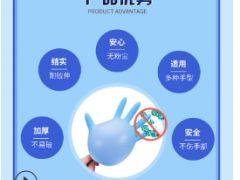 一次性丁晴手套蓝色高弹无粉防护丁腈100只盒装厂家直销量大从优图2
