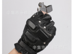 男士半指手套真皮羊皮春夏骑行战术黑色漏指骑行户外手套厂家批发图3