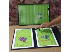 足球战术板比赛折叠可擦写磁性板足球教练板皮革三段折叠式示教板