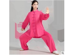 追风英雄太极服女牛奶丝春季太极拳练功服男武术晨练中老年表演服图3