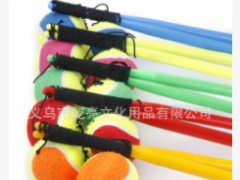 厂家批发广场健身手甩球 广场舞带绳甩甩球 塑料胶杆手柄带线网球图3