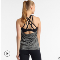 高端厂家定制新款运动瑜伽背心假两件套带胸垫上衣跨境新款瑜伽服