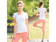服女上衣好看的网红健身房运动服速干初学者瑜珈服带胸垫图2