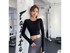 紧身性感短款健身服女速干t恤运动上衣网红跑步瑜伽服长袖秋冬款图2