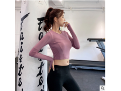 紧身性感短款健身服女速干t恤运动上衣网红跑步瑜伽服长袖秋冬款图3
