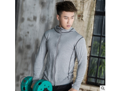 厂家现货健身服男秋冬跑步连帽外套运动长袖开衫紧身衣训练图3