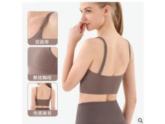 2021新款细肩带美背运动内衣女磨毛裸感防震聚拢瑜伽文胸健身背心图2